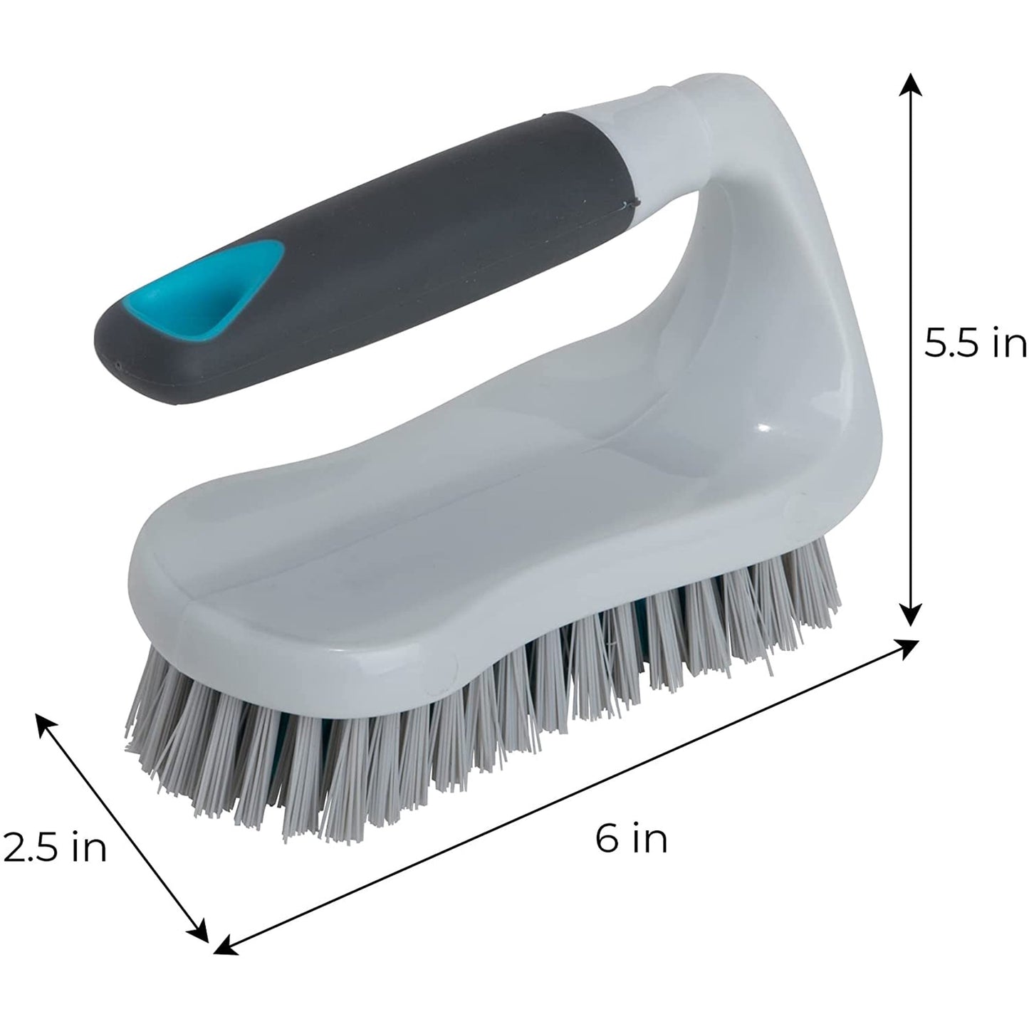 Smart Design All-Purpose Scrub Brush – Non-Slip Grip, Tough Bristles & Dishwasher Safe (Gray & Teal)