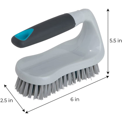 Smart Design All-Purpose Scrub Brush – Non-Slip Grip, Tough Bristles & Dishwasher Safe (Gray & Teal)