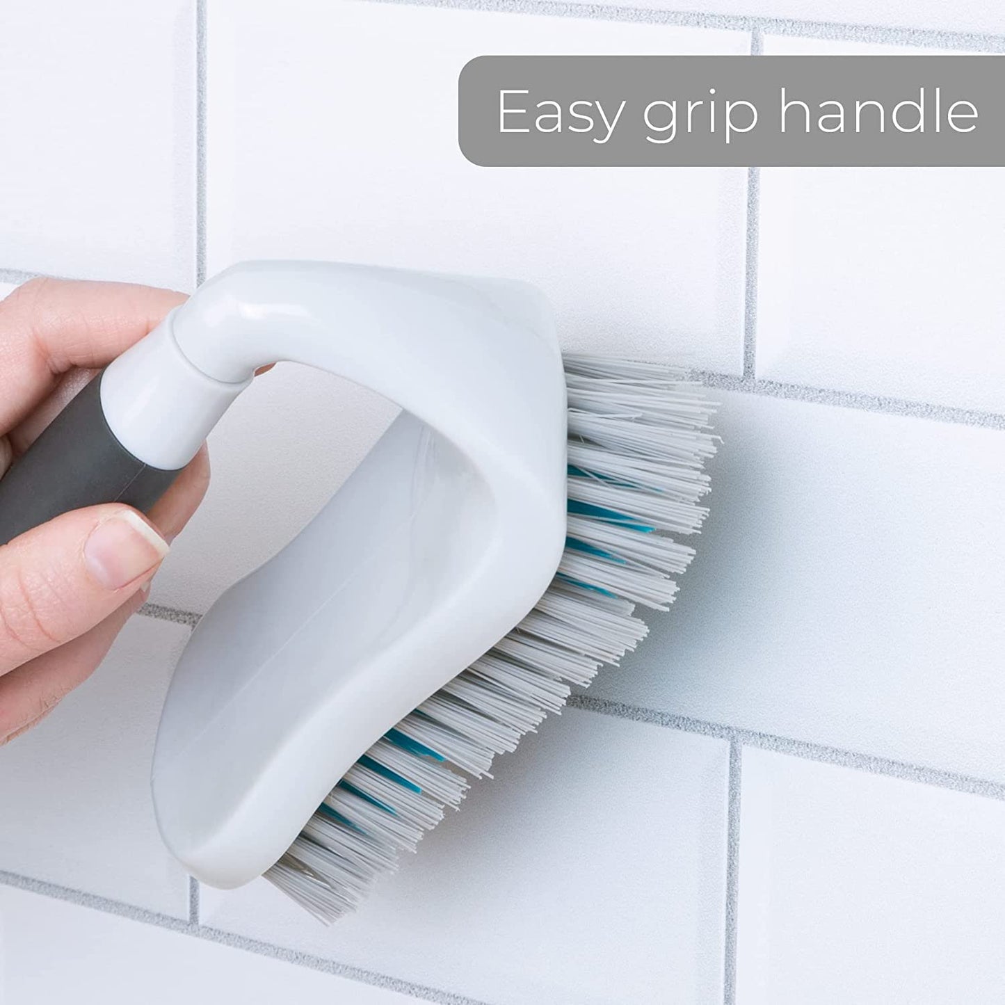 Smart Design All-Purpose Scrub Brush – Non-Slip Grip, Tough Bristles & Dishwasher Safe (Gray & Teal)