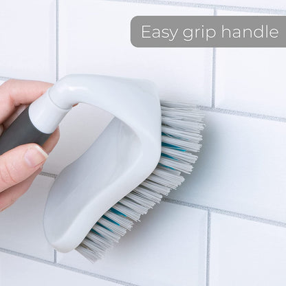 Smart Design All-Purpose Scrub Brush – Non-Slip Grip, Tough Bristles & Dishwasher Safe (Gray & Teal)