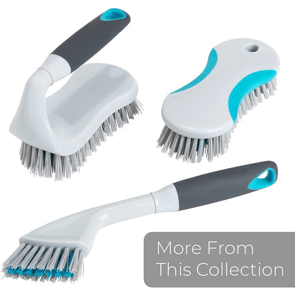 Smart Design All-Purpose Scrub Brush – Non-Slip Grip, Tough Bristles & Dishwasher Safe (Gray & Teal)