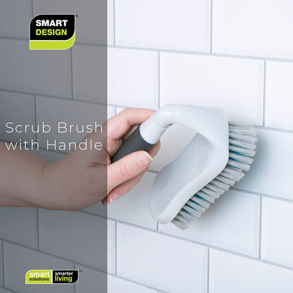 Smart Design All-Purpose Scrub Brush – Non-Slip Grip, Tough Bristles & Dishwasher Safe (Gray & Teal)