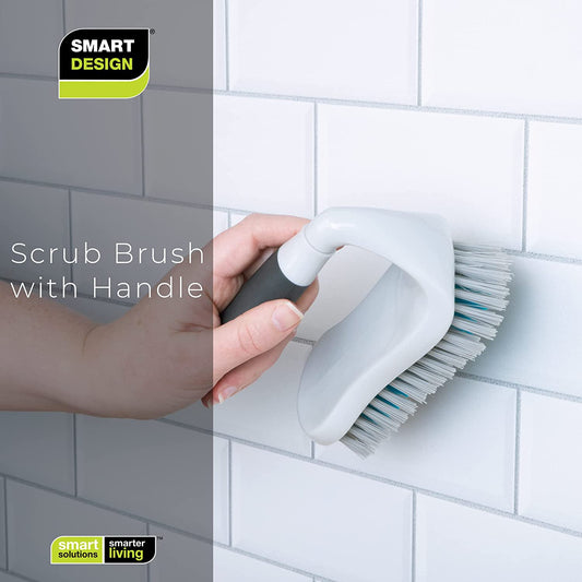 Smart Design All-Purpose Scrub Brush – Non-Slip Grip, Tough Bristles & Dishwasher Safe (Gray & Teal)