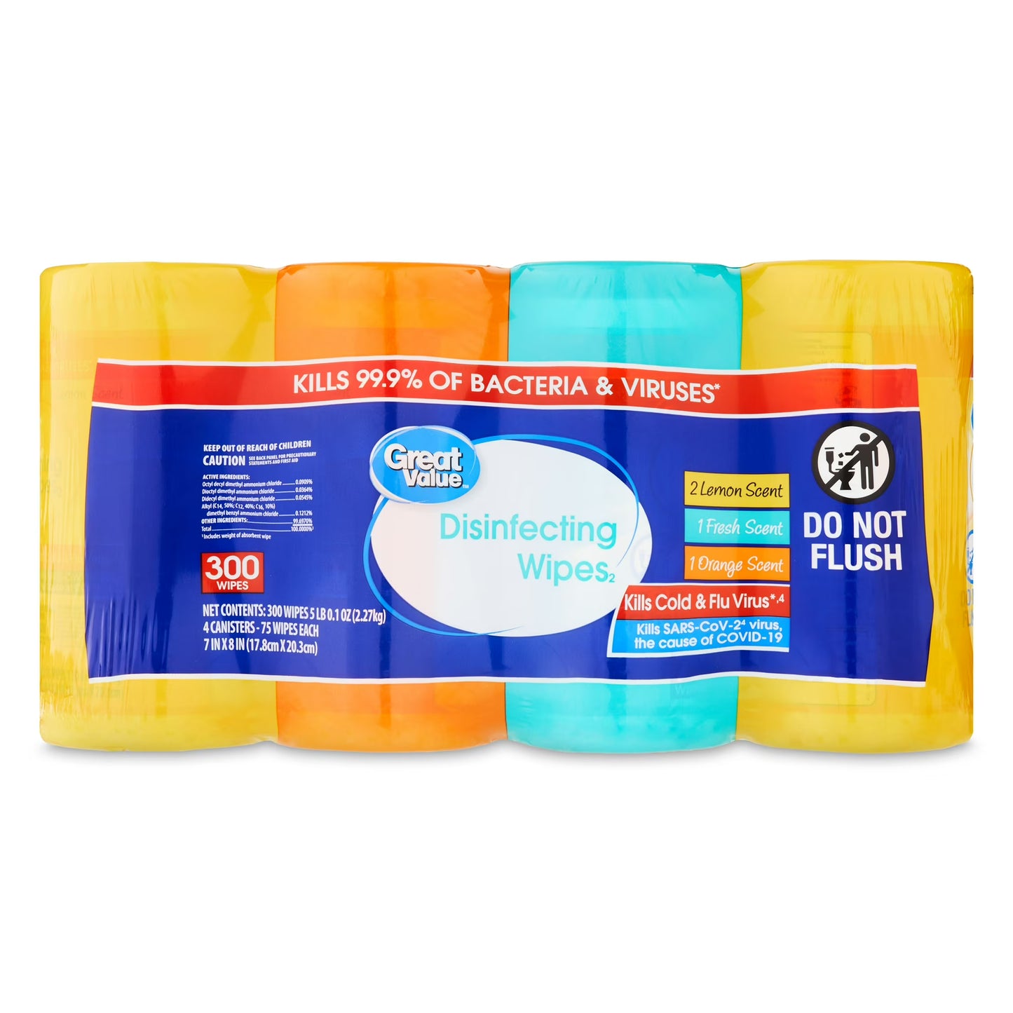 Great Value Disinfecting Wipes – 300 Count, 4 Pack