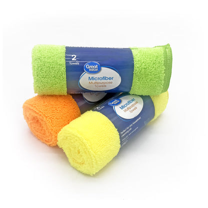 (4 Pack) Great Value Multipurpose Microfiber Household Cleaning Cloths – 2 Count per Pack, Multicolor