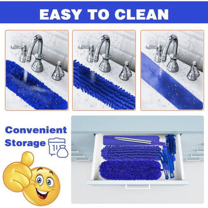 Microfibre Duster for High Ceilings – 100" Telescopic Extension Pole Kit, Reusable & Washable Duster for Fans, Cobwebs & Blinds