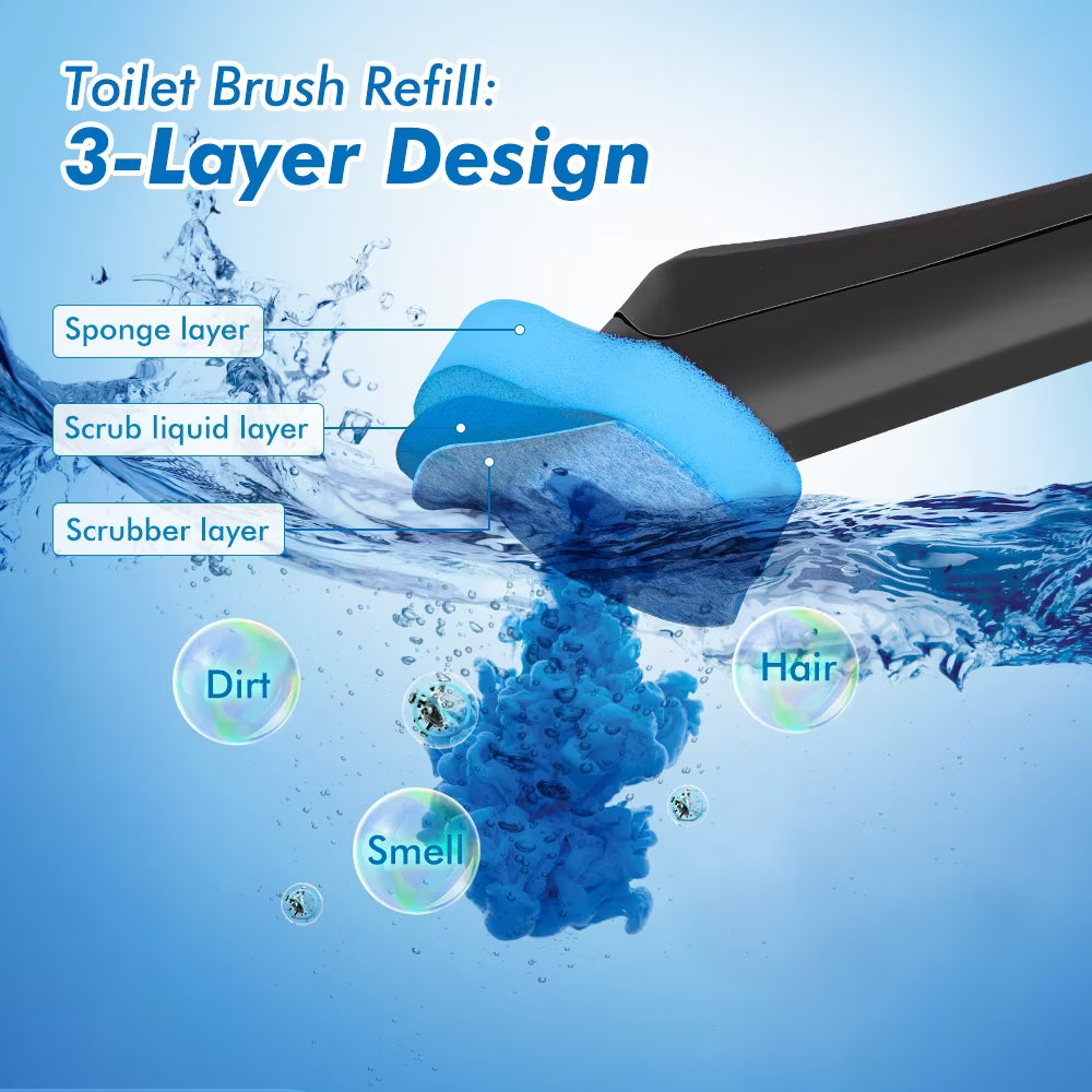 MYSPRI Disposable Toilet Bowl Brush Cleaner Kit – 1 Handle with 40 Scrubber Refills