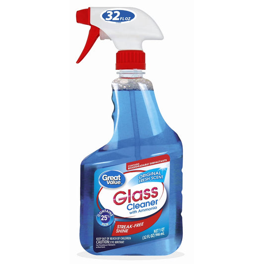 Great Value Glass Cleaner with Ammonia – Original Fresh Scent, 32 fl oz